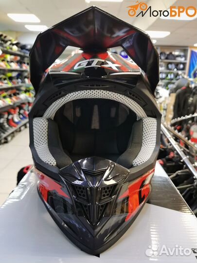 Шлем мото кроссовый GTX 633 black/RED grey