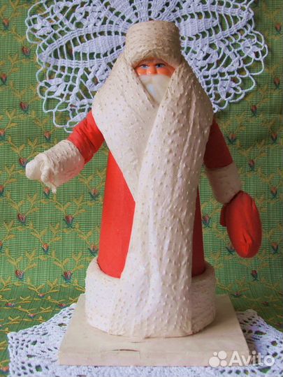 Старинный ватный Дед Мороз СССР с этикеткеткой