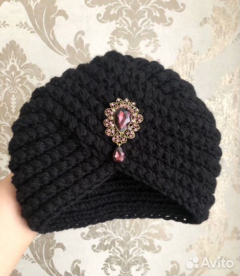 Шапка чалма с брошью