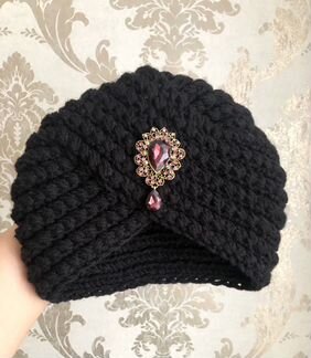 Шапка чалма с брошью