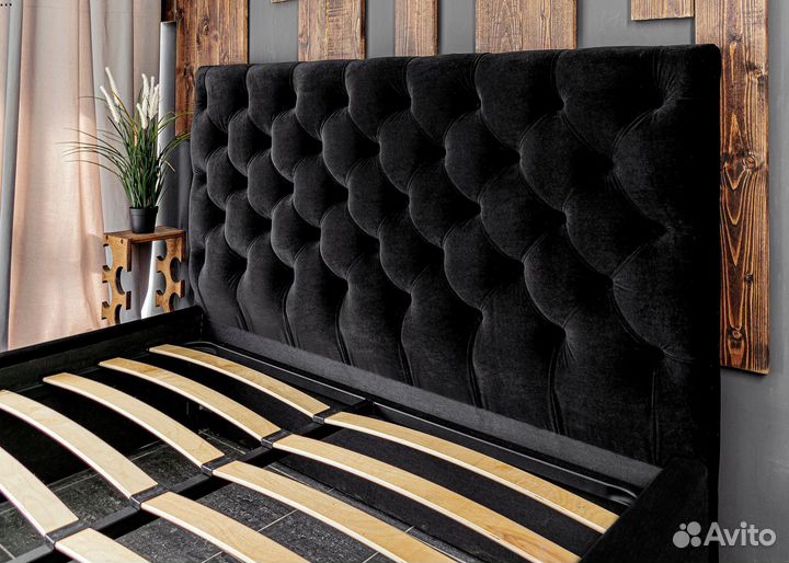 Кровать 160х200 двуспальная черная Барокко