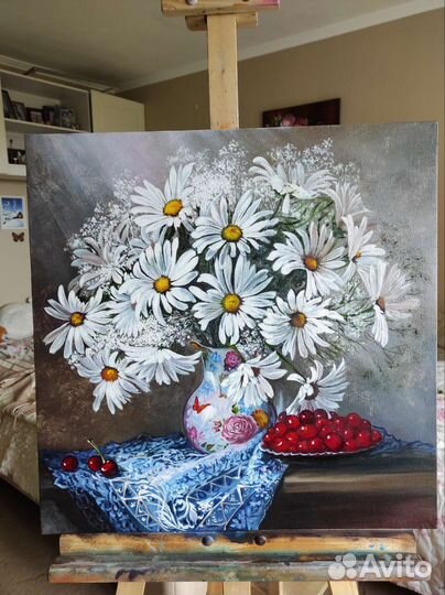 Картина маслом на холсте Ромашки