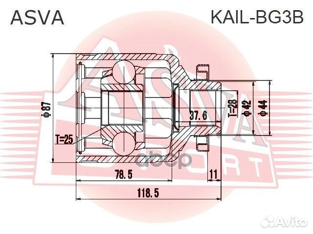 Шрус внутренний лев Asva PB1057, FP2386, ghat147