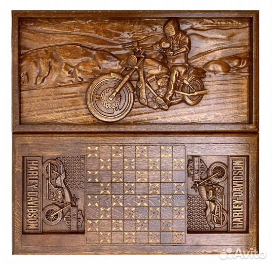 Нарды и шашки резные Мотоцикл 60 х 60 см бук Армения 62435