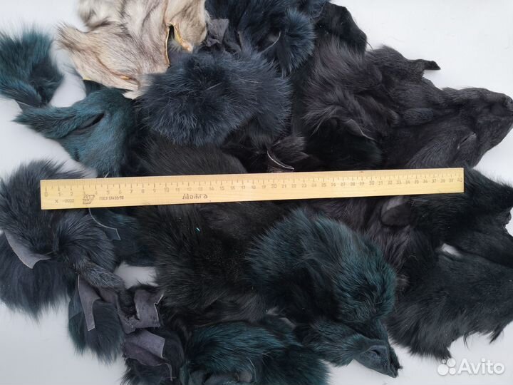 Натуральный Мех лисы. Чернобурка. Кусочки меха