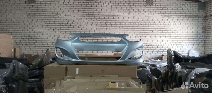 Бампер передний hyundai solaris цвет голубой