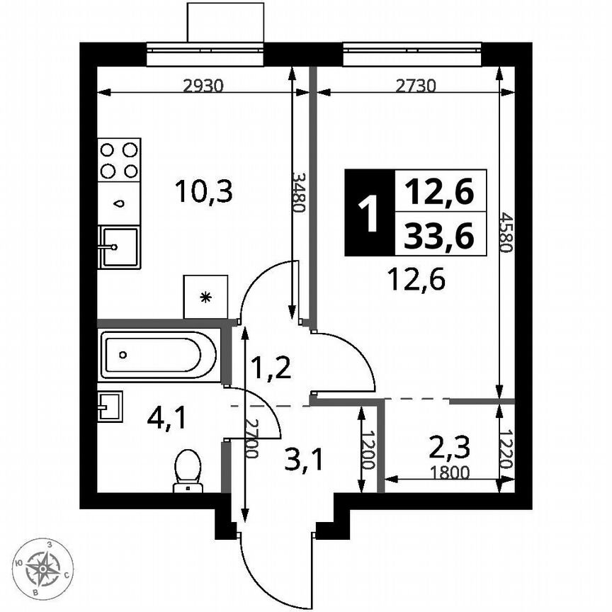 Квартира-студия, 33,6 м², 16/16 эт.