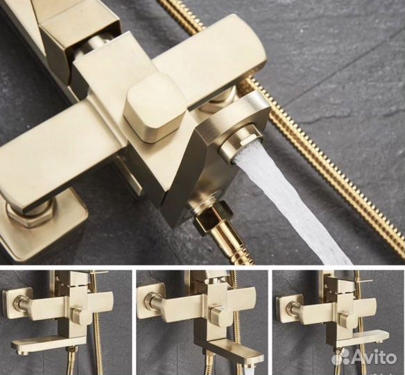 Душевая система матовое золото 3в1