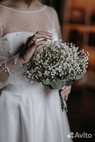 Свадебный букет из гипсофилы