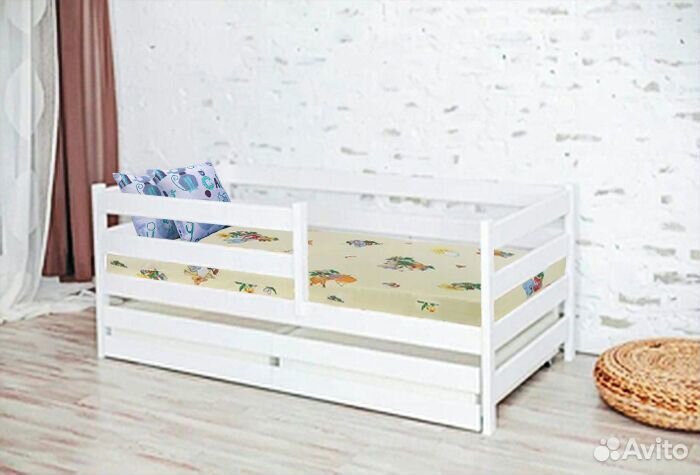 Кроватка софа эко высокий борт от 2х лет из массив