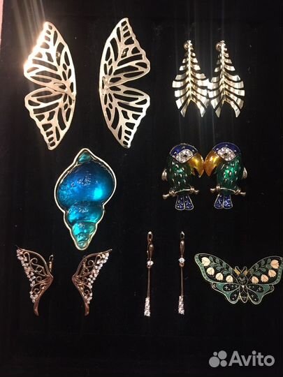 Серьги Брошь 585 RG эмаль