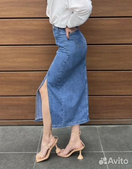 Джинсовая юбка макси