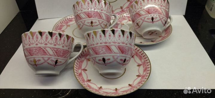 Чайная пара фарфор, позолота лфз СССР. редкие