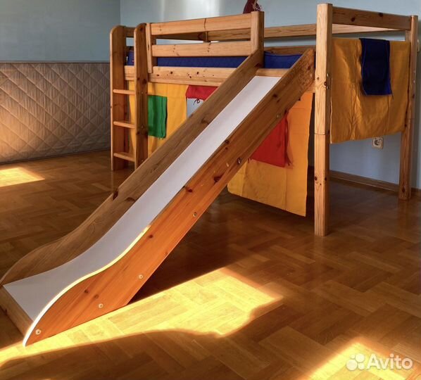 Детская кровать с горкой и домиком трансформер