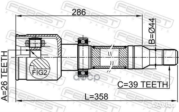 ШРУС внутренний правый 26X44X39 volvo S80 2007