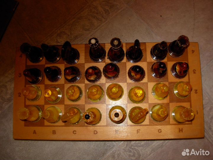 Шахматы Янтарные -эрзац + коробка СССР советские