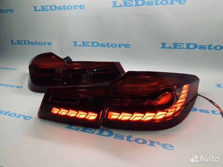 Задние фонари BMW G30 в стиле GTS красные