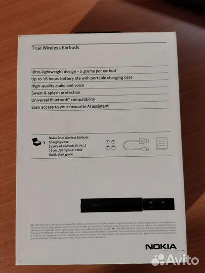 Беспроводные TWS Nokia BH-705 (новые, чек)