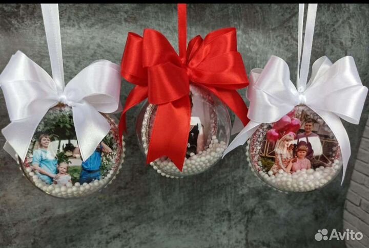 Елочный шар с фото ручной работы