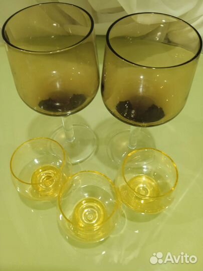 Цветное стекло, фужеры, стопки