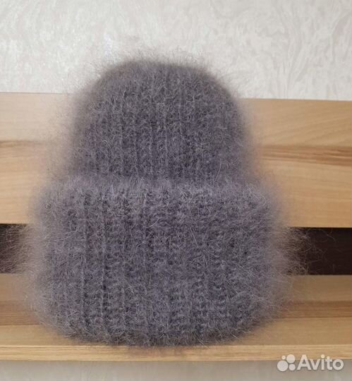 Шапка пуховая женская вязаная Козий пух