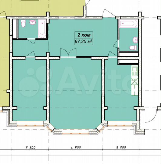 3-к. квартира, 97,3 м², 13/20 эт.