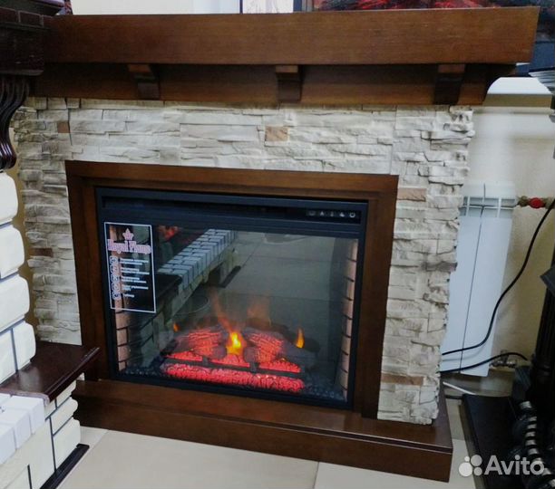 Электрокамин каменный Chalet c очагом Vision