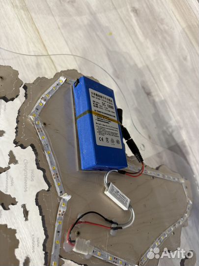 Деревянная карта мира 3D с подсветкой