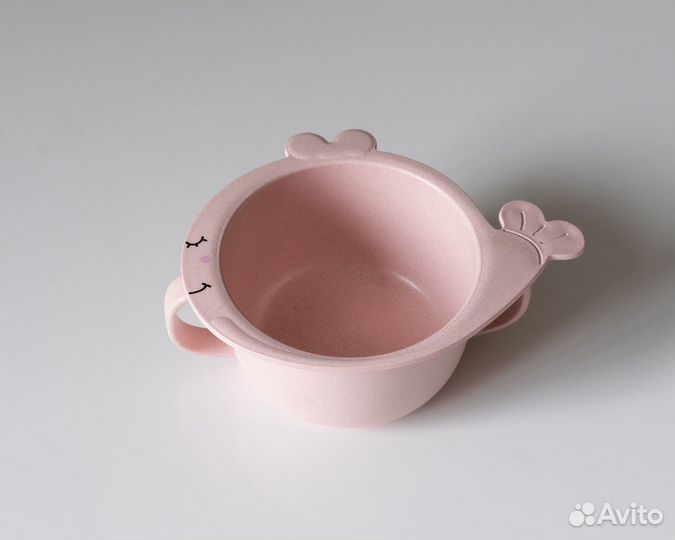 Детская бамбуковая посуда «Китенок» розовая