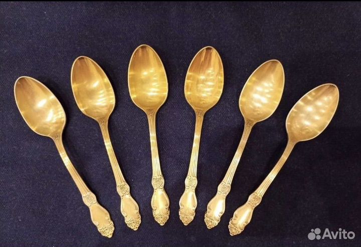 Ложки мельхиор золочение роза