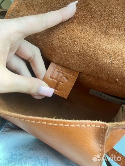 Сумка натуральная кожа коричневая бу Zara