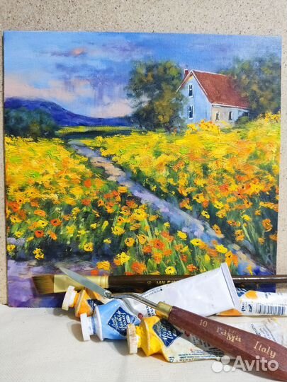 После дождя, картина маслом на холсте