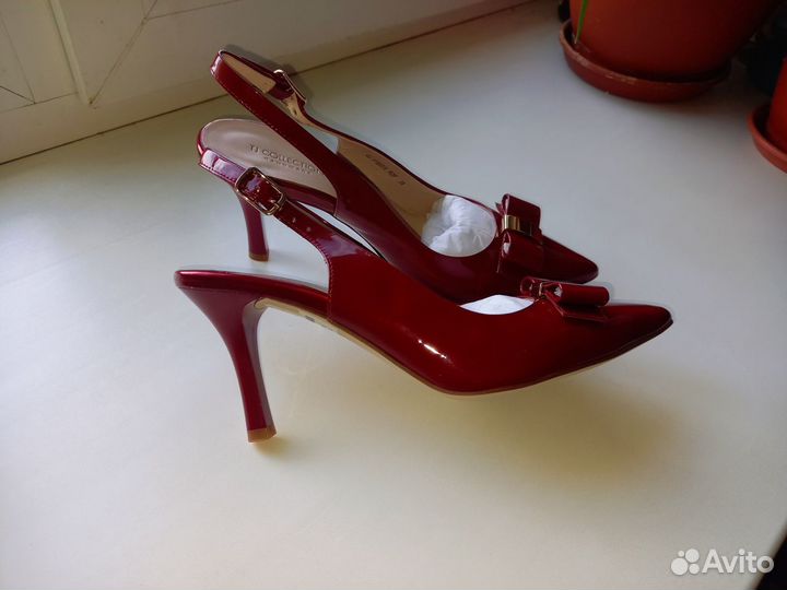 Красные лаковые туфли слингбэк TJ collection Новые