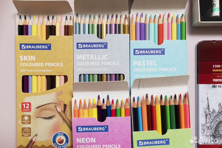 Набор для рисования - пастель, карандаши, скетчпад