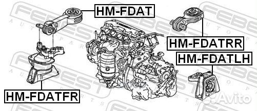 Подушка двигателя передняя AT hmfdat Febest