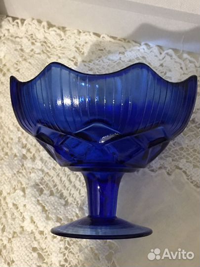 Конфетница цветное стекло СССР