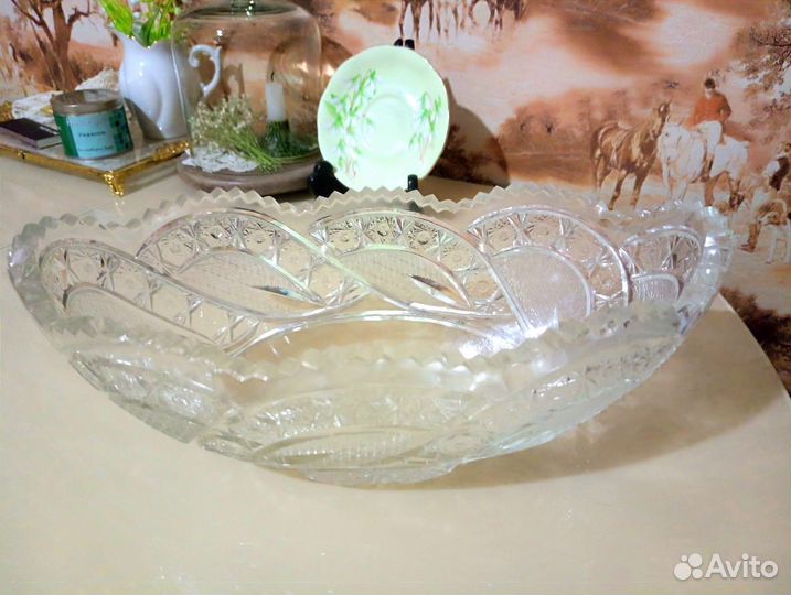 Хрустальный салатник-ладья СССР
