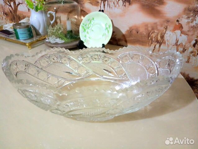 Хрустальный салатник-ладья СССР