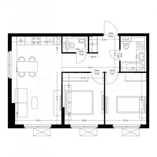Квартира-студия, 55,5 м², 16/24 эт.