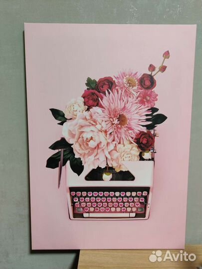 Картина Розовая пишущая машинка Икеа