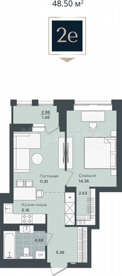 2-к. квартира, 48,5 м², 10/24 эт.