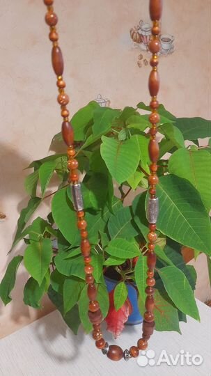 Авторские бусы (бохо): авантюрин,красное дерево