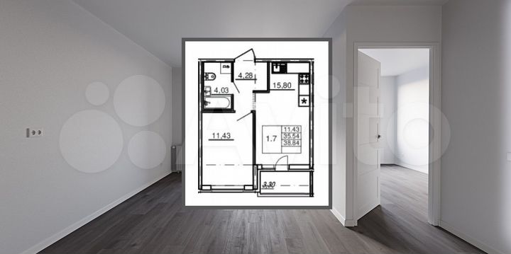 1-к. квартира, 38,8 м², 4/15 эт.