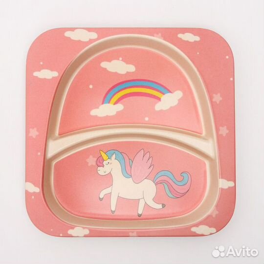 Набор бамбуковой посуды 'Единорог', тарелка, миска