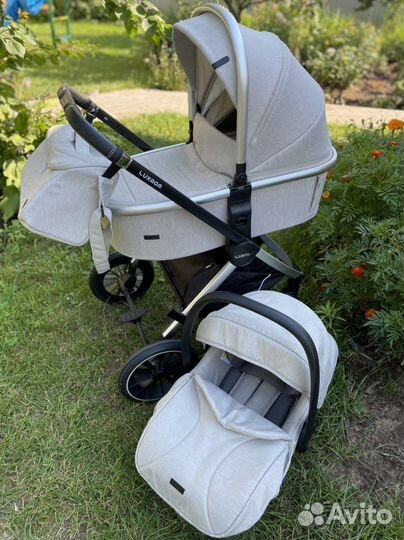 Новая коляска luxmom 750 3в1 бежевая