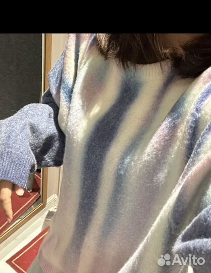 Свитер Supreme blurred logo голубой оверсайз