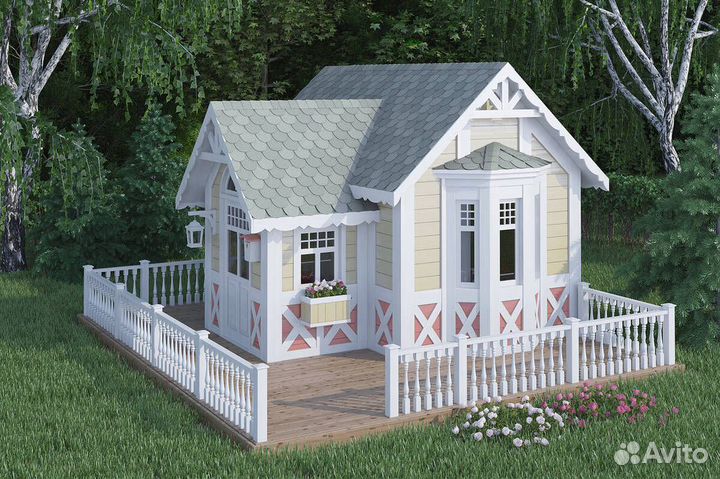 Детский игровой домик из дерева