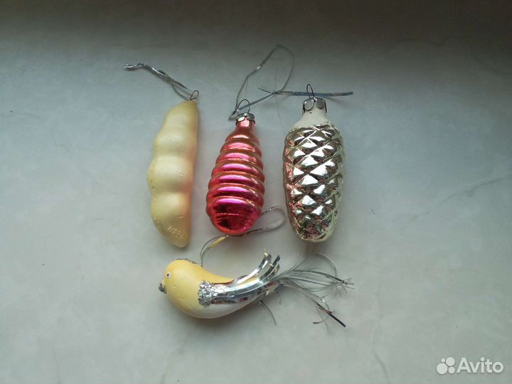 Елочные игрушки, набор -4 шт. СССР