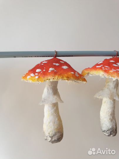 Елочные игрушки грибы из ваты