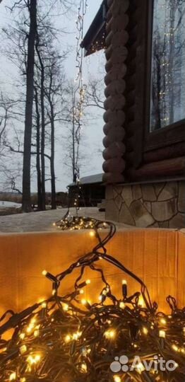 Гирлянда уличная бахрома Установка Монтаж